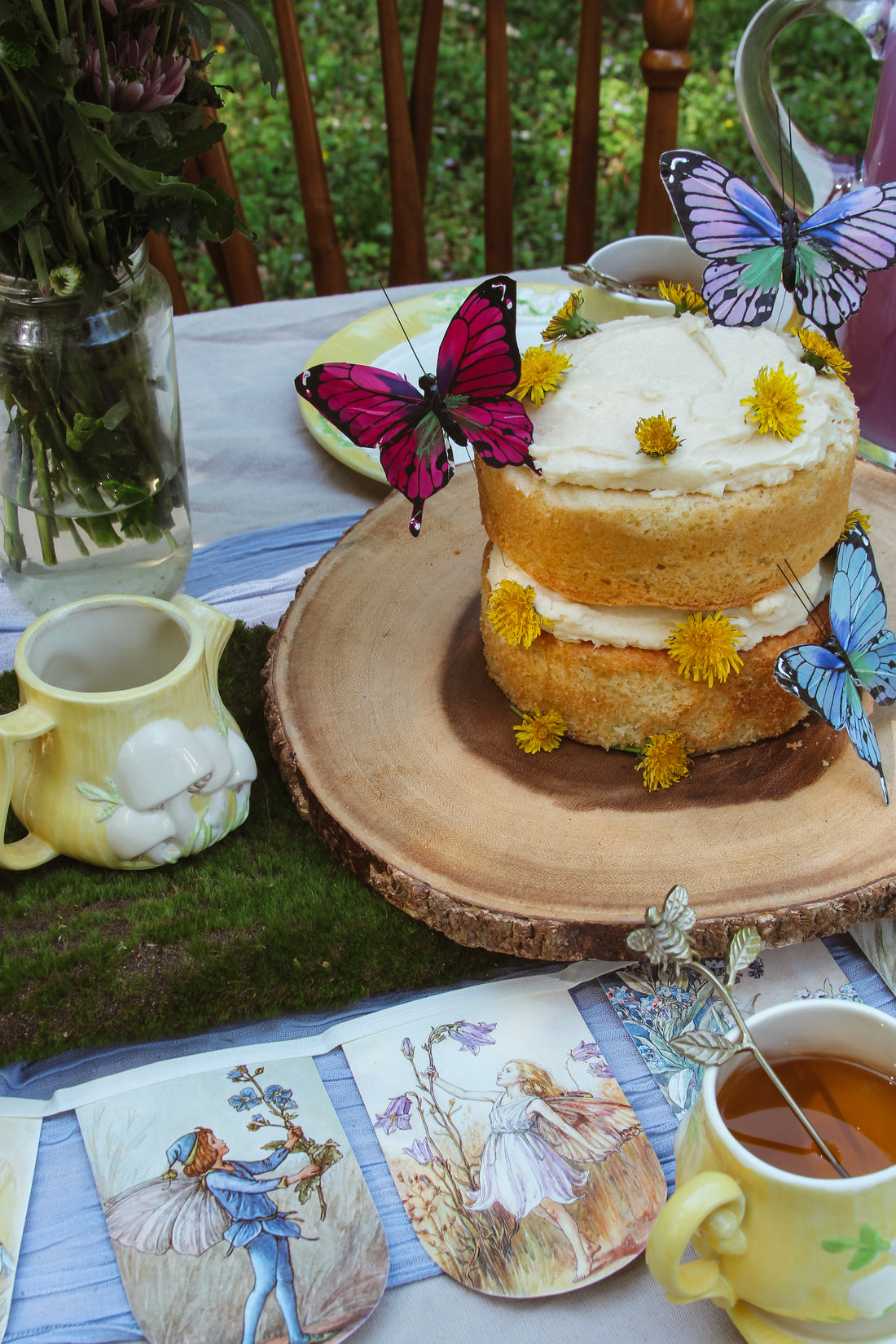fairy tea party with butterfly cake