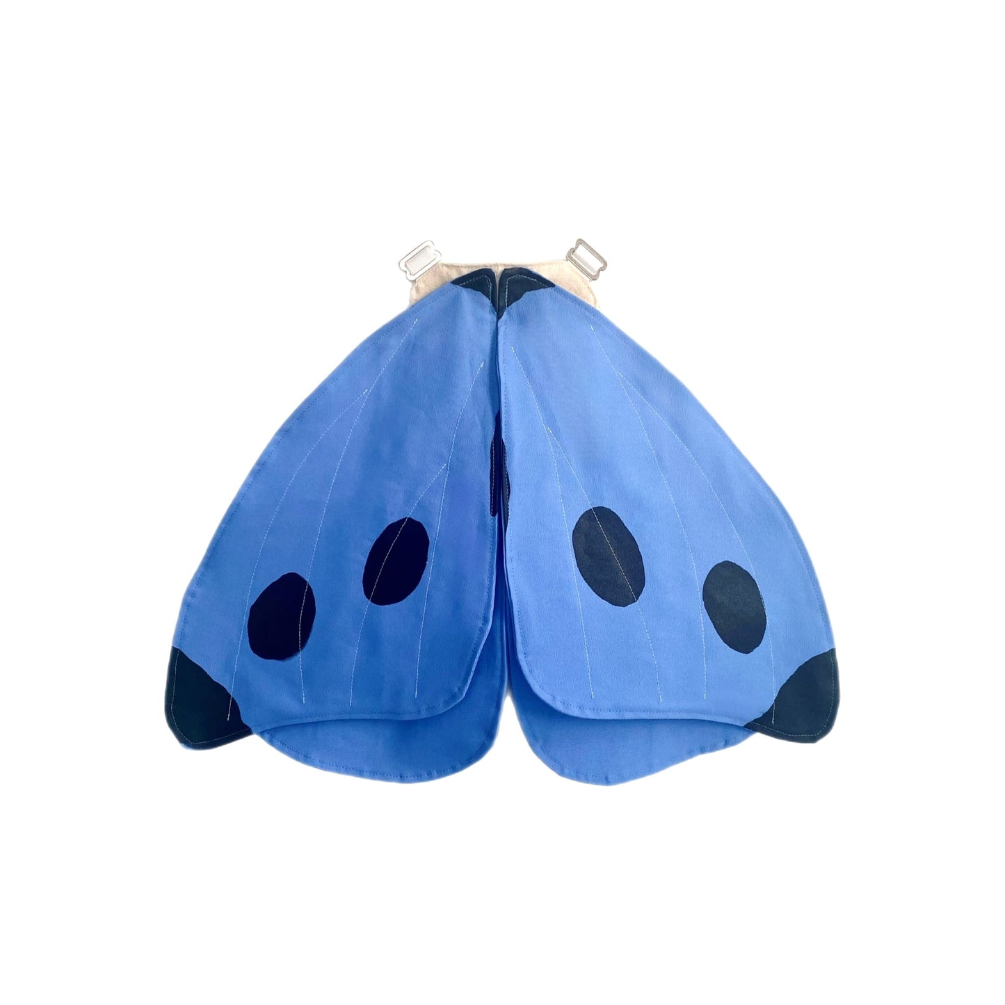 Spotted blue butterfly costume wings for kids.