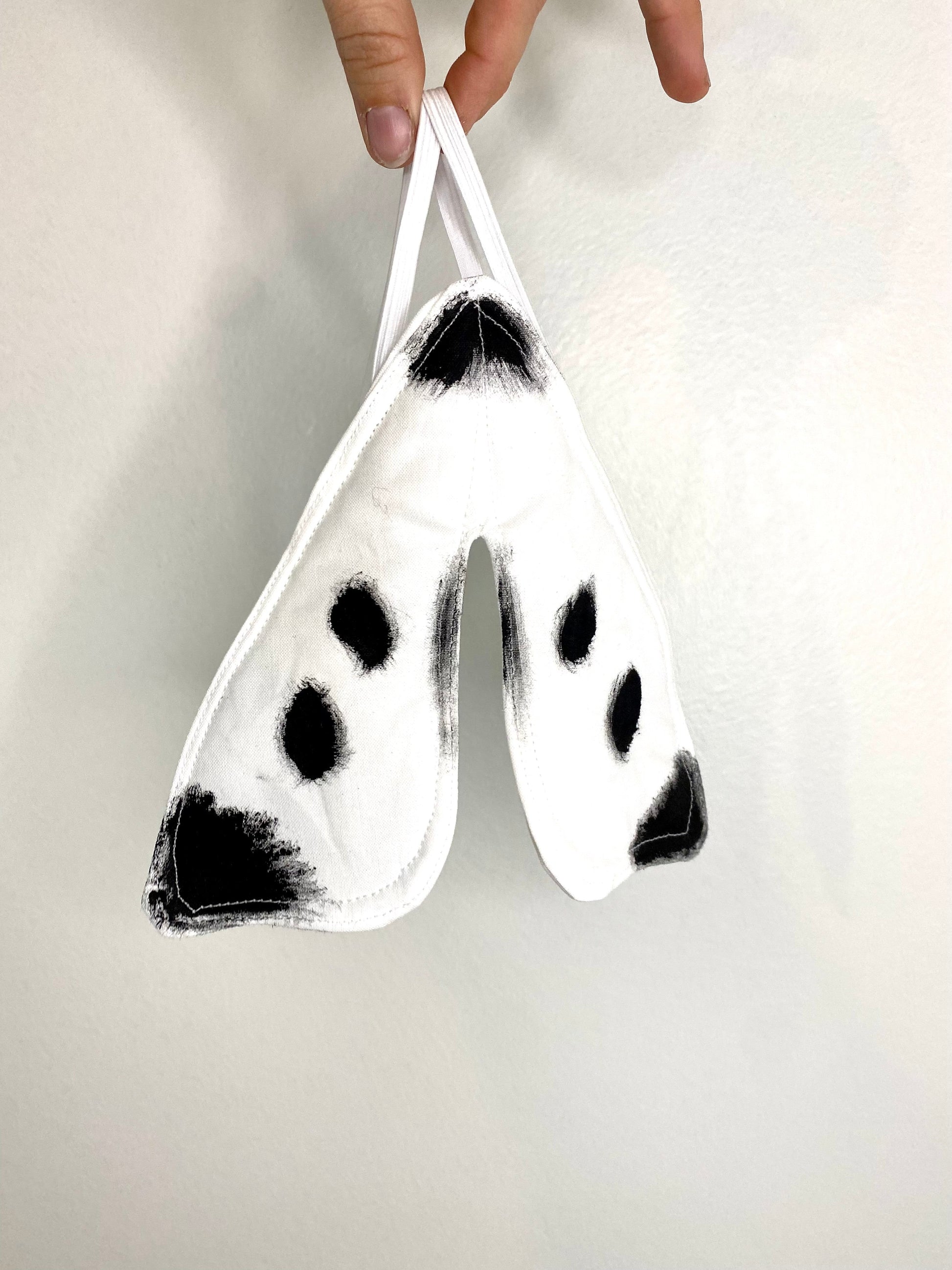 Doll sized matching spotted black and white butterfly wings