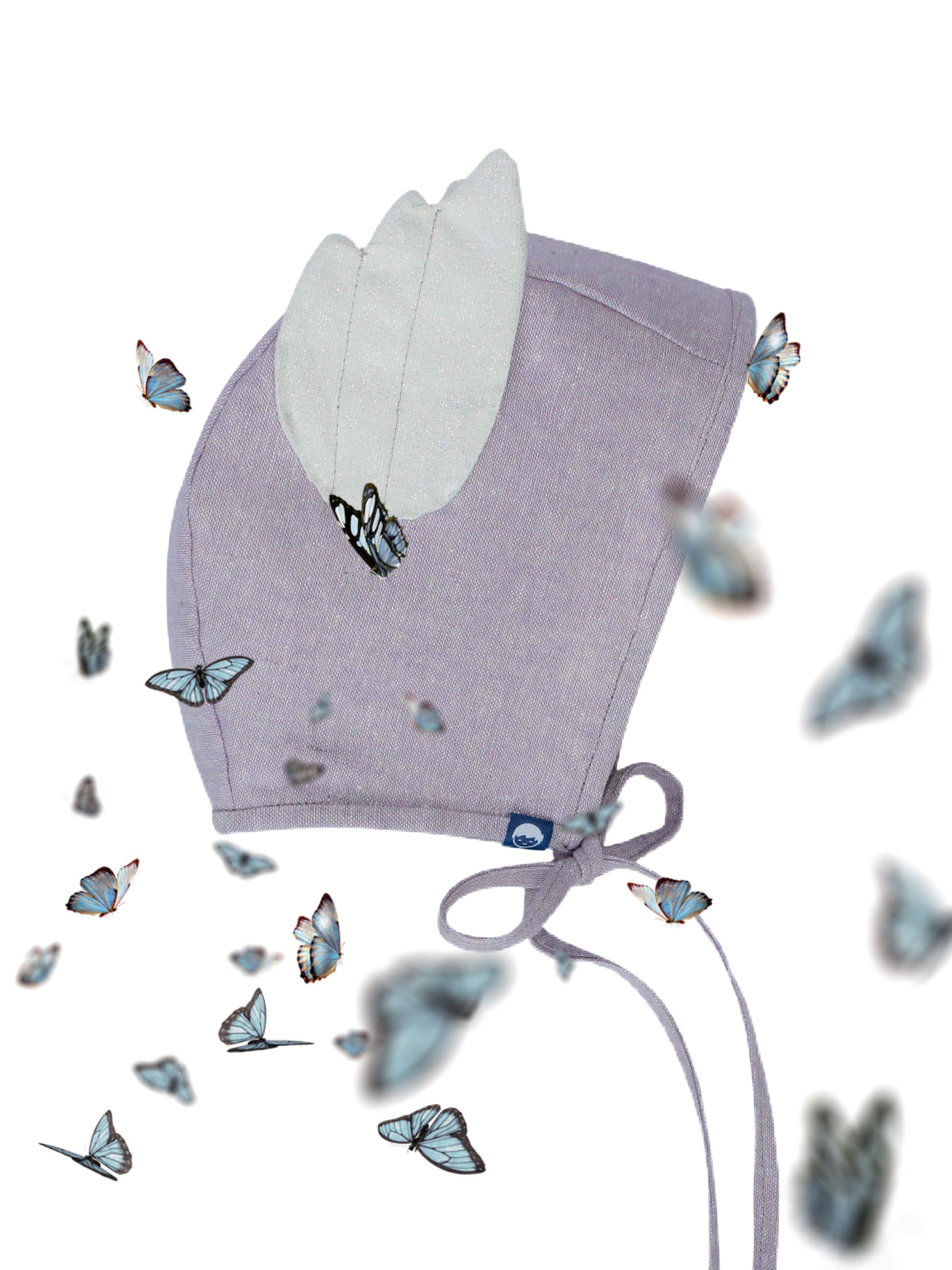 Lilac dress up baby bonnet with wings