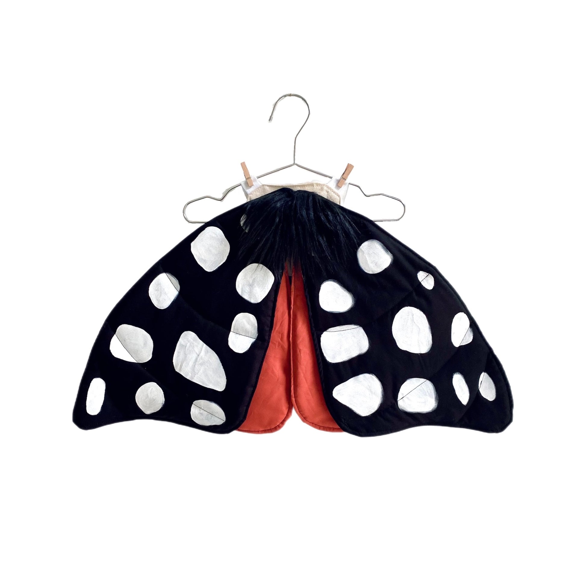 Furry black tiger moth costume wings made in the USA.
