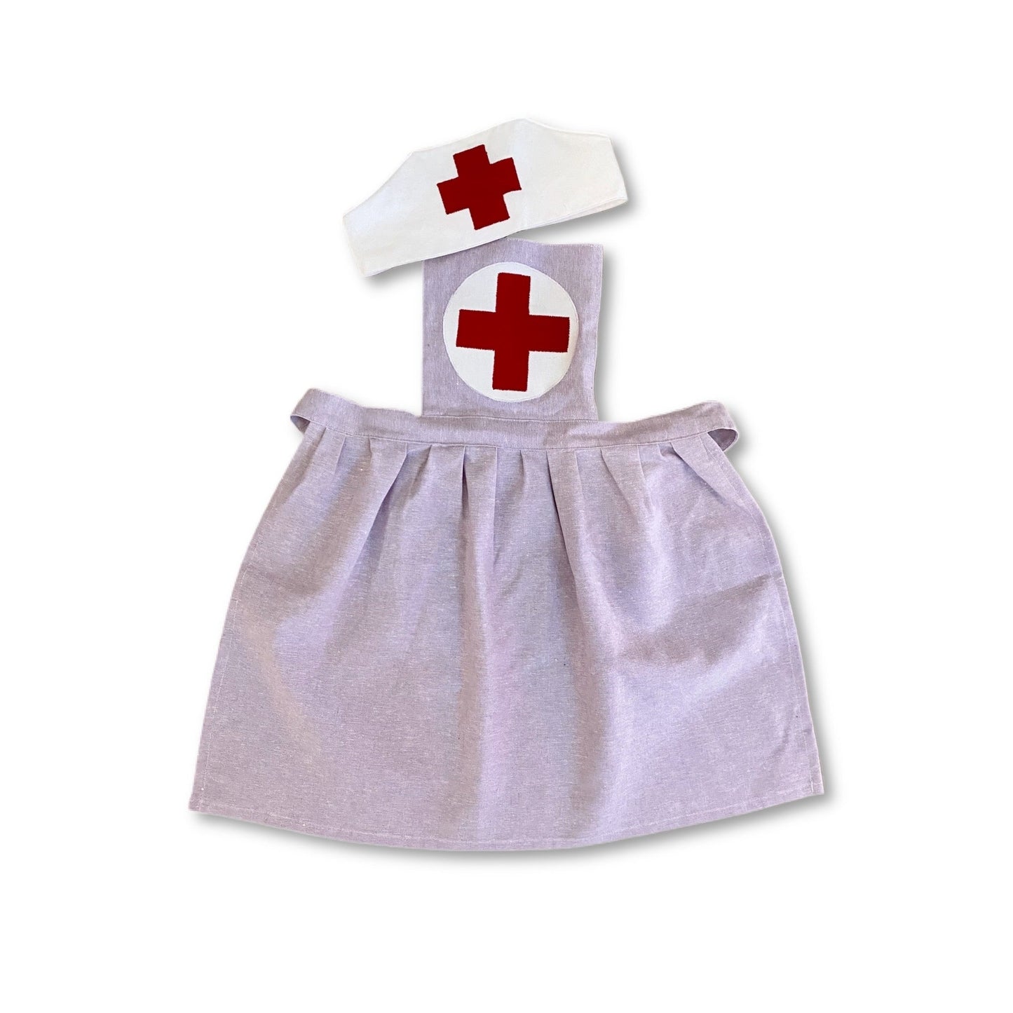 Lilac nurse apron costume for kids dress up doctor games.