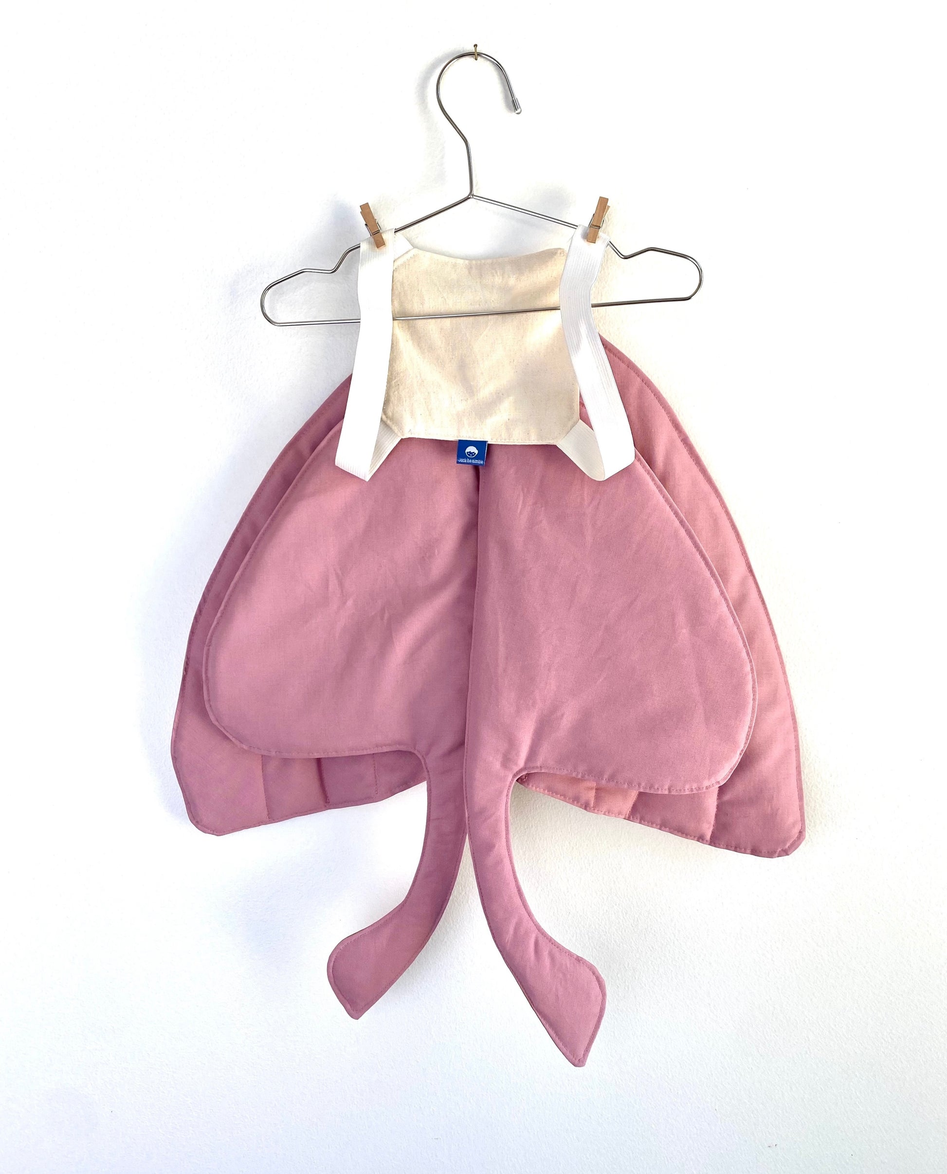 Made in USA pink silk moth wings for kids dress up.