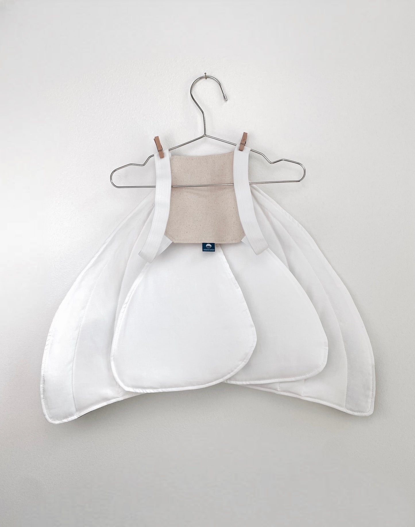 Kids white butterfly costume dress up wings for open-ended play.